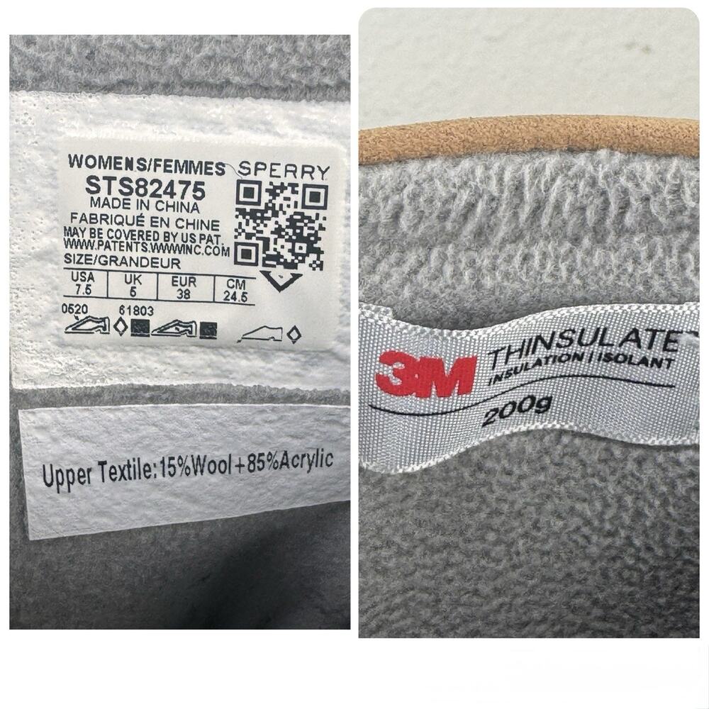 Sperry Top-Sider Saltwater Wool Embossed Waterproof Duck Boots STS82475 Gray 7.5 - Picture 15 of 15